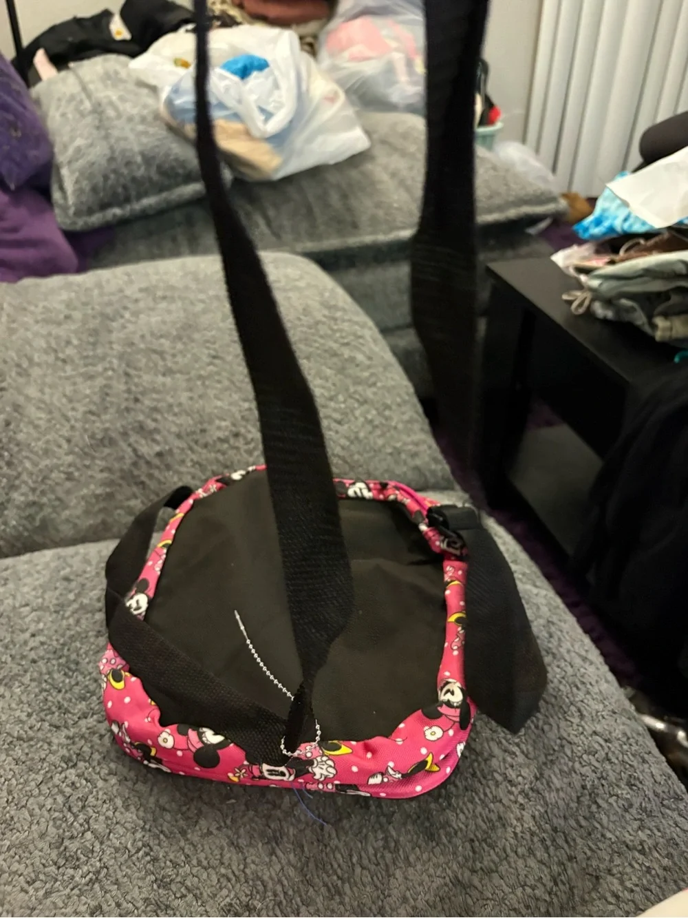 Disney Minnie Mouse Hot Pink Crossbody Bag with Black Trim